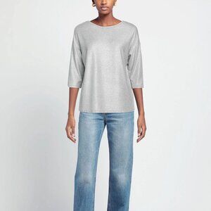 NWT | Majestic Filatures Metal Grey Metallic Elbow Length Viscose T Shirt